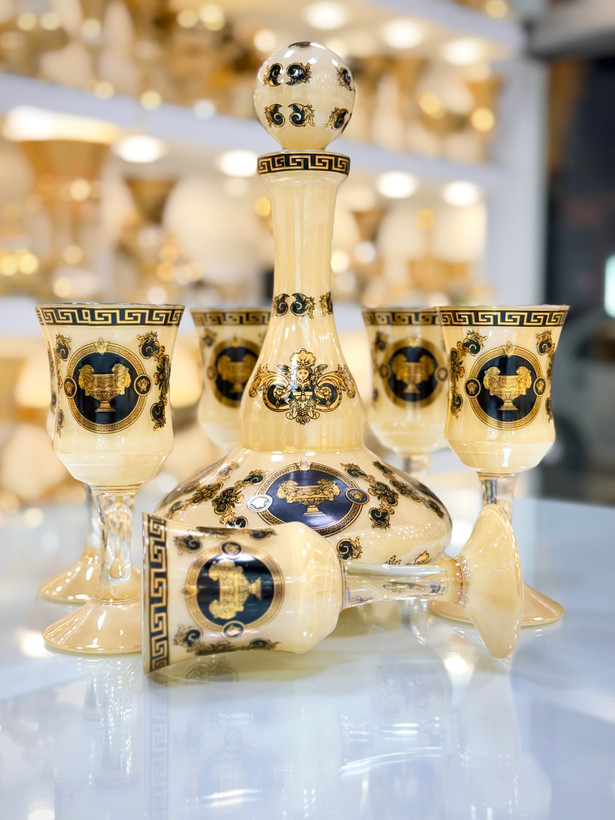 خرید آنلاین ست تنگ و جام کریستال طلاکوب