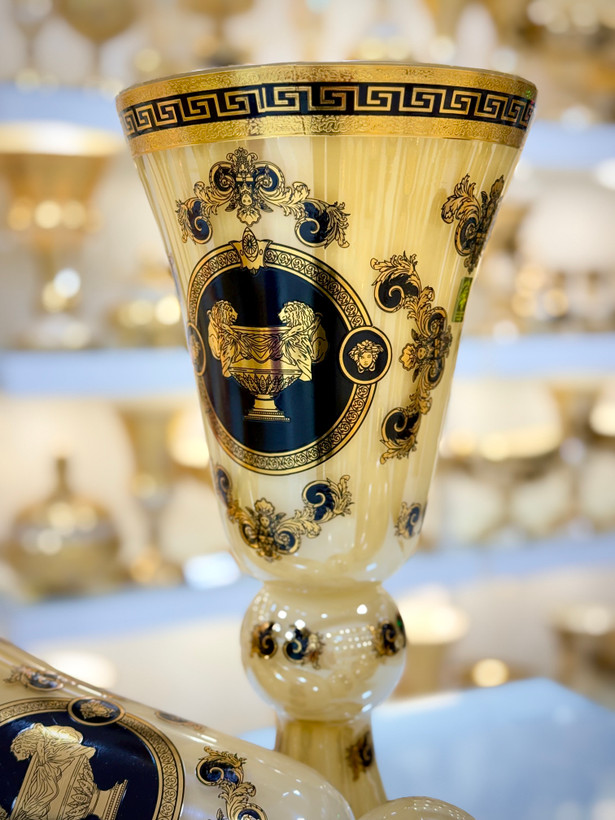 خرید گلدان کریستال طلاکوب طرح ورساچه