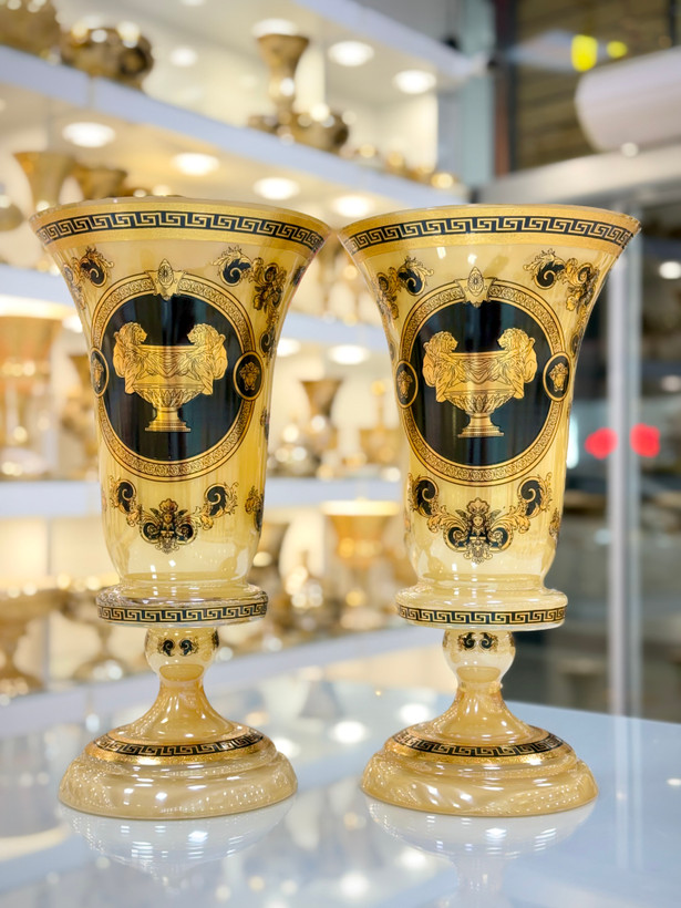 خرید گلدان کریستال طلاکوب طرح ورساچه