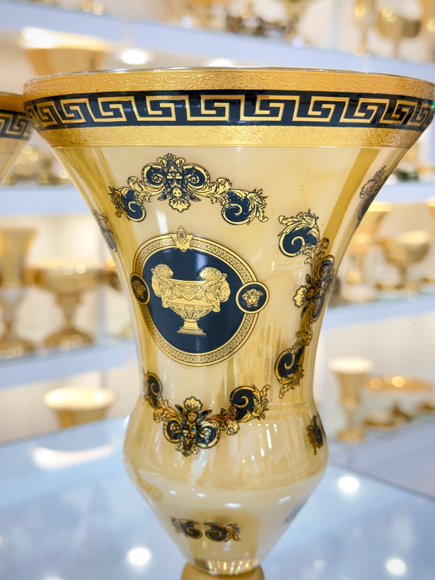 خرید گلدان کریستال طلاکوب دستساز چک