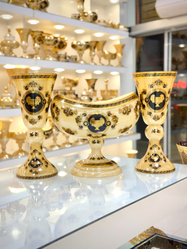 خرید ست سه تیکه کریستال طلاکوب کنسولی