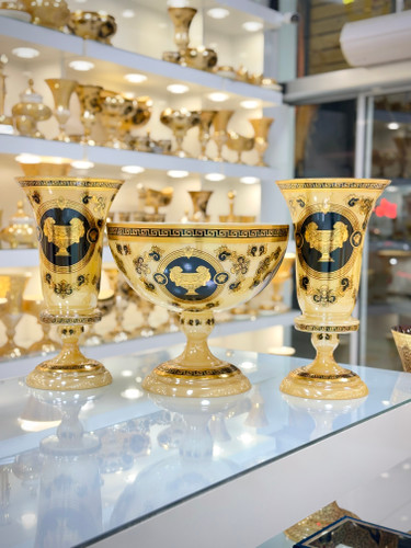 خرید ست سه تیکه گلدان و میوه خوری کریستال