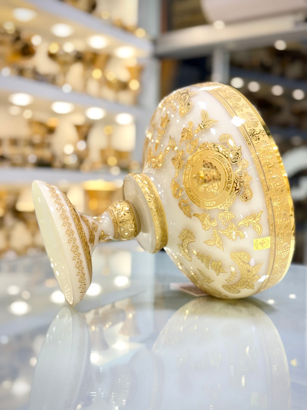 میوه خوری کریستال طلاکوب رنگ کرم