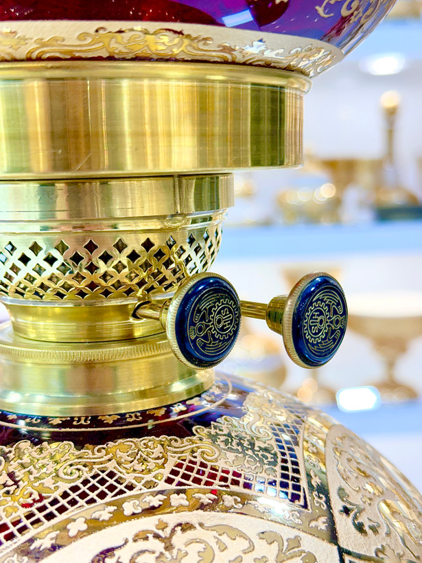 خرید چراغ نفتی کریستال طلاکوب دستساز