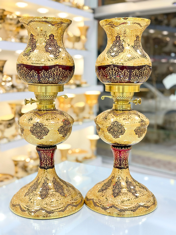 خرید چراغ کریستال طلاکوب زرشکی