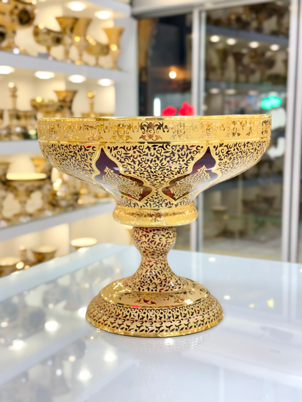 چراغ دستساز کریستال طلاکوب