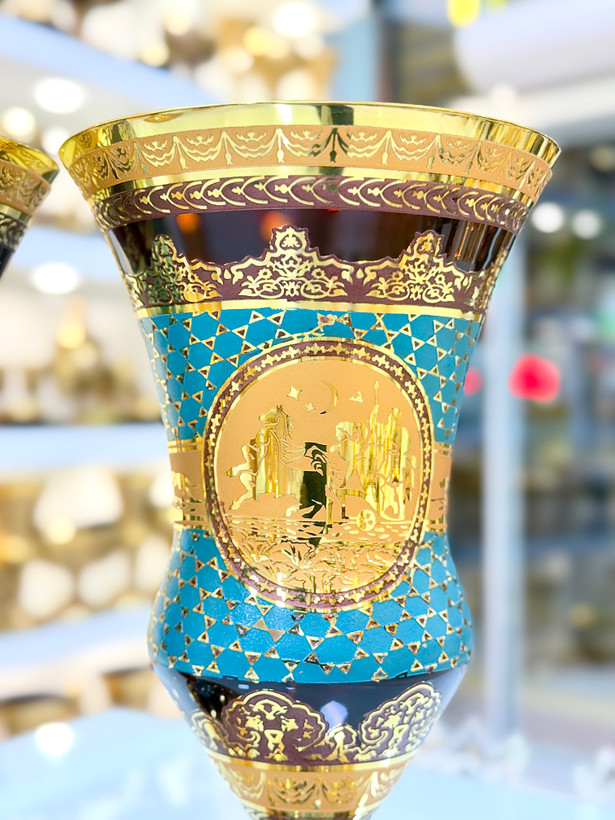 خرید گلدان کریستال طلاکوب دستساز