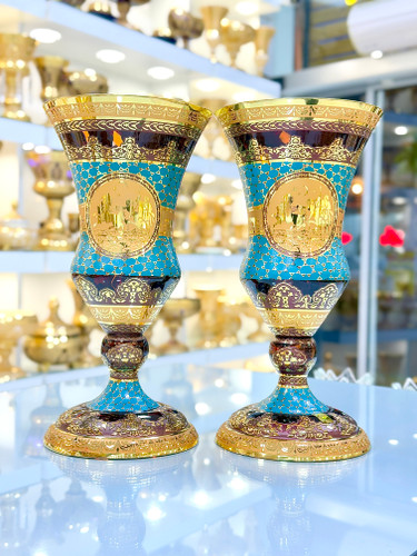 خرید گلدان کریستال طلاکوب طرح ژوپیتر