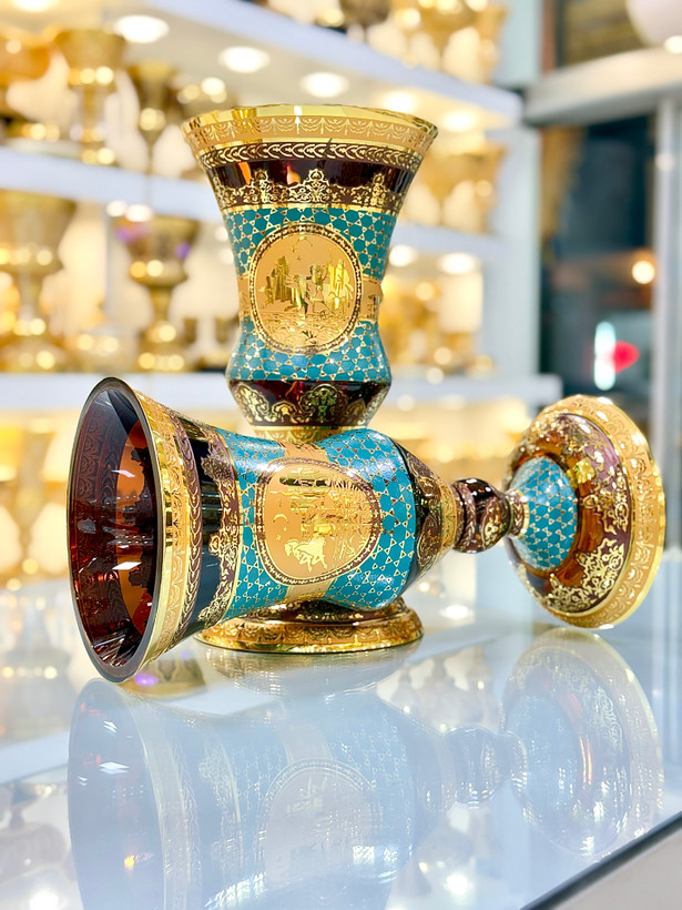 خرید گلدان کریستال طلاکوب پوهار طرح ژوپیتر