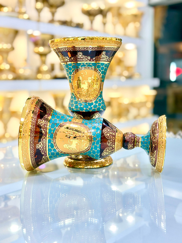خرید گلدان کریستال طلاکوب طرح ژوپیتر سایز255