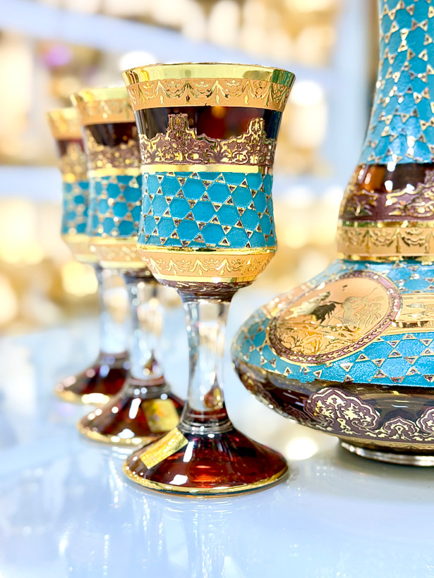 ست شربت خوری کریستال طلاکوب دستساز طرح ژوپیتر