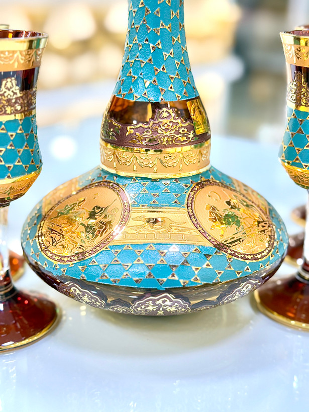 سرویس شربت خوری کریستال طلاکوب طرح ژوپیتر
