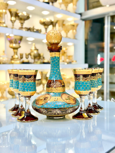 ست تنگ و جام کریستال طلاکوب طرح ژوپیتر