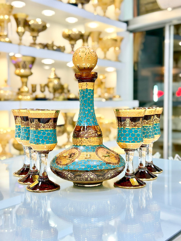 ست تنگ و جام کریستال طلاکوب طرح ژوپیتر
