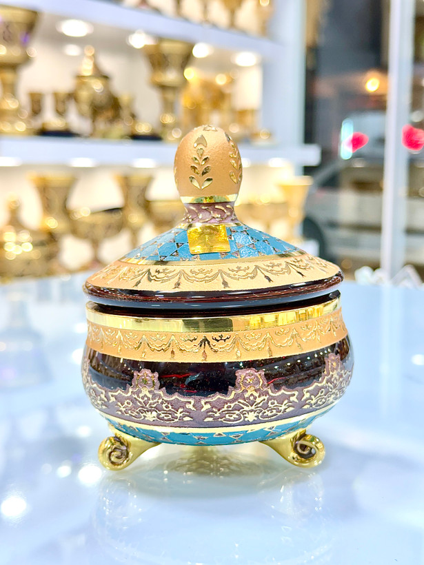 قندان کریستال طلاکوب طرح ژوپیتر