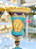 گلدان کریستال طلاکوب رنگ فیروزه ای