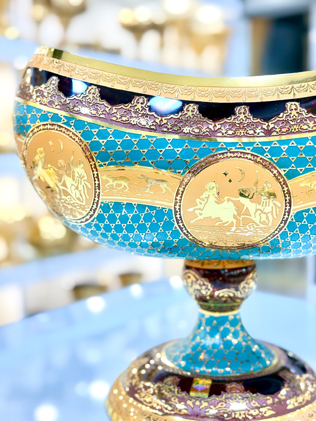 خرید کشکول کریستال طلاکوب دستساز طرح ژوپیتر