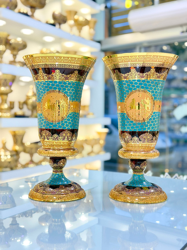 گلدان سایز 405 کریستال طلاکوب طرح ژوپیتر