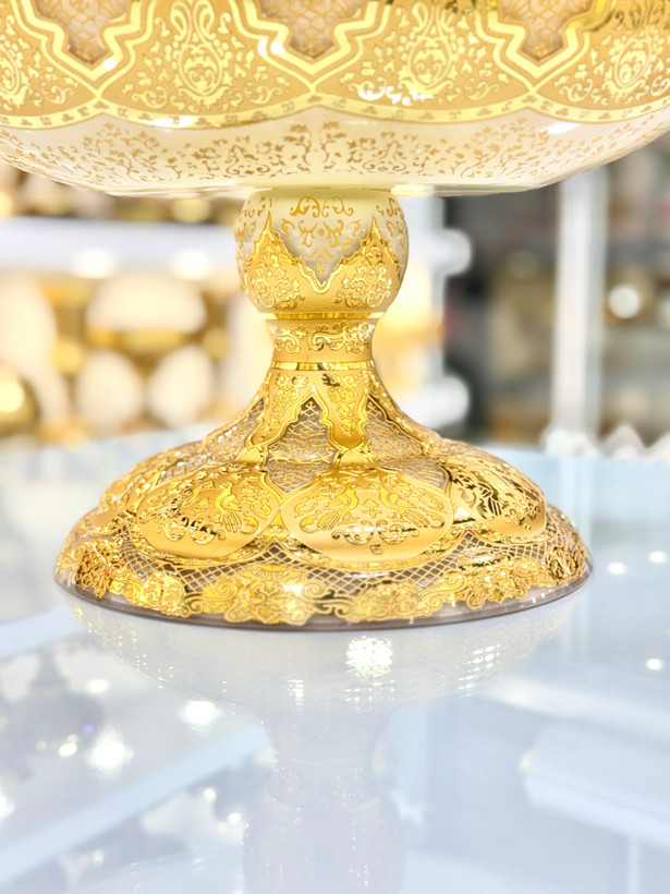 خرید کشکول کریستال طلاکوب کرم
