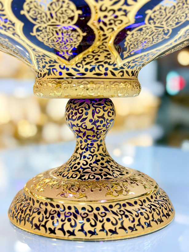خرید میوه خوری کریستال طلاکوب سایز متوسط طرح کاستل