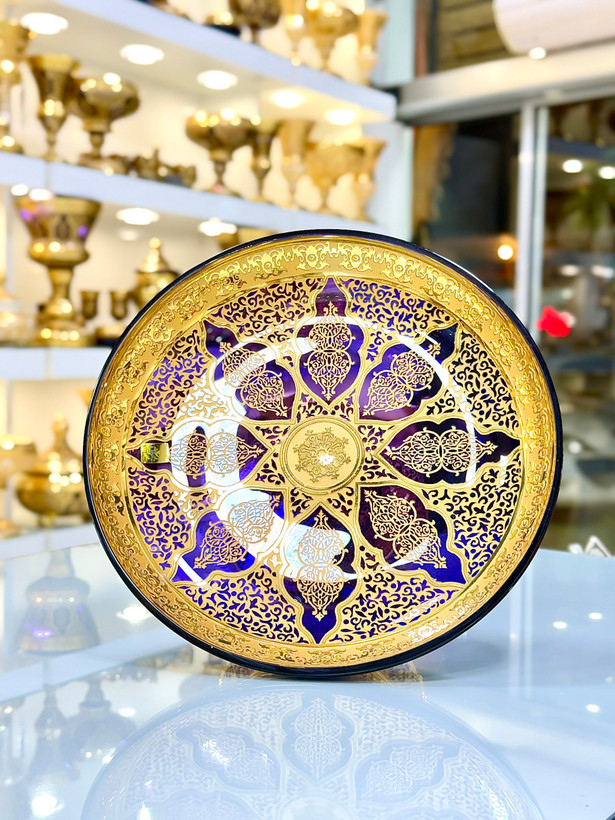 شیرینی خوری کریستال طلاکوب بنفش