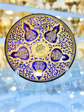 خرید ست پیاله و پیش دستی کریستال طلاکوب رنگ بنفش