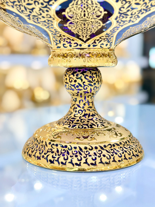 میوه خوری 305 کریستال طلاکوب طرح کاستل رنگ بنفش