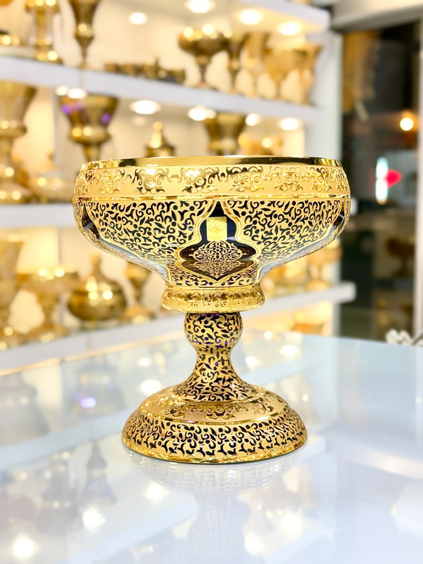 خرید میوه خوری کریستال طلاکوب رنگ بنفش