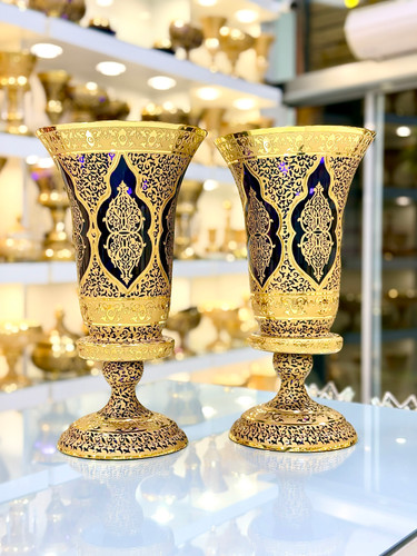 گلدان کریستال طلاکوب405 رنگ بنفش