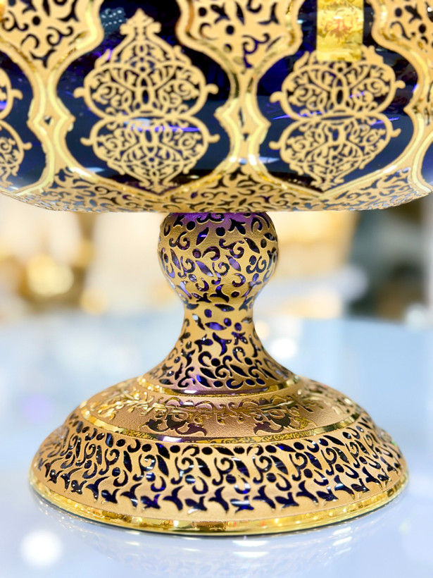 خرید ست سه تیکه کریستال طلاکوب سایز بزرگ بنفش