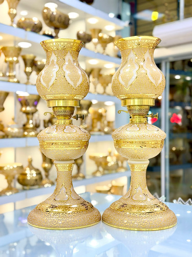 خرید چراغ نفتی کریستال طلاکوب