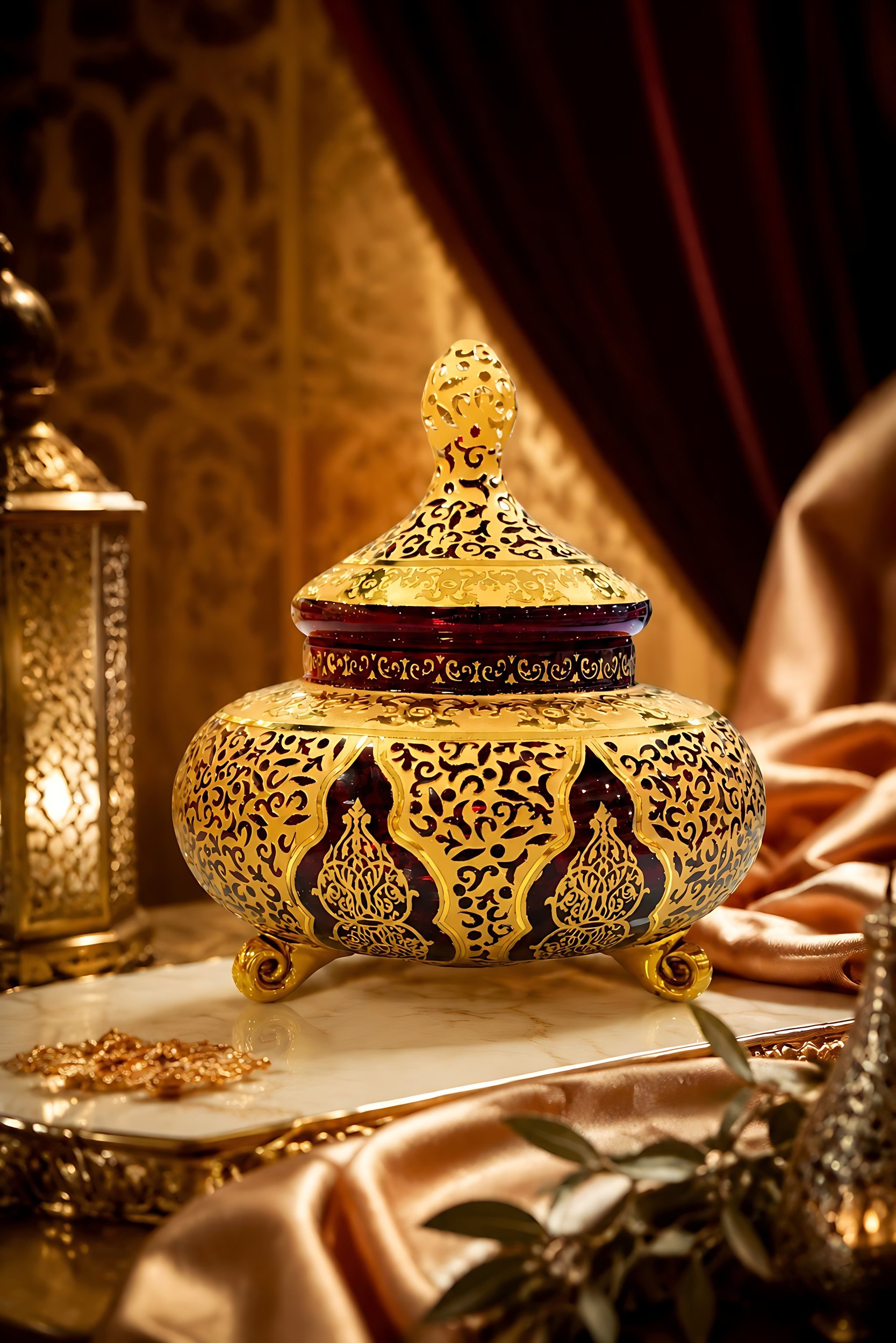 شکلات خوری سه پایه کریستال طلاکوب