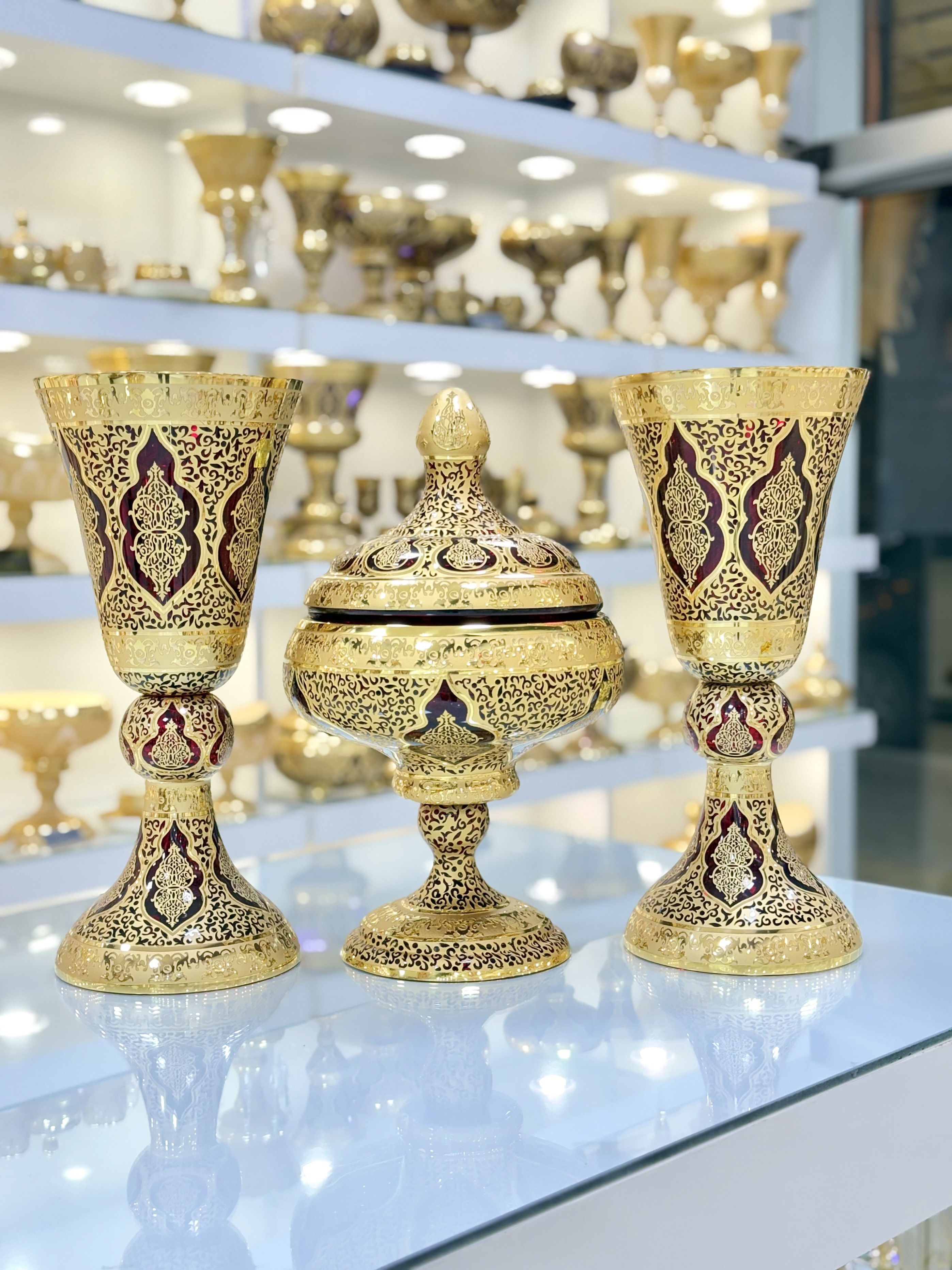 خرید ست سه تیکه گلدان و شکلات خوری