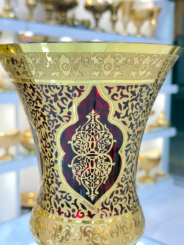 خرید گلدان کریستال طلاکوب طرح کاستل