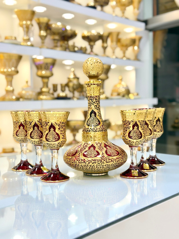 سرویس تنگ و گیلاس کریستال طلاکوب