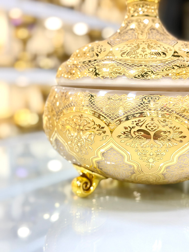 خرید شکلات خوری کریستال طلاکوب طرح ژاکلین
