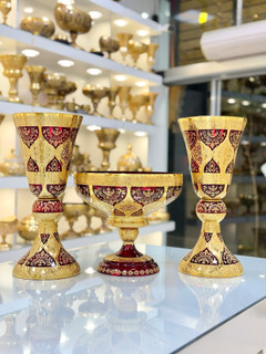 ست سه تیکه گلدان و میوه خوری کریستال