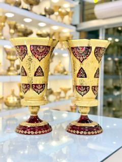 گلدان نیم پایه کریستال طلاکوب 405