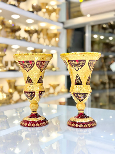 گلدان کریستال اصل طلاکوب
