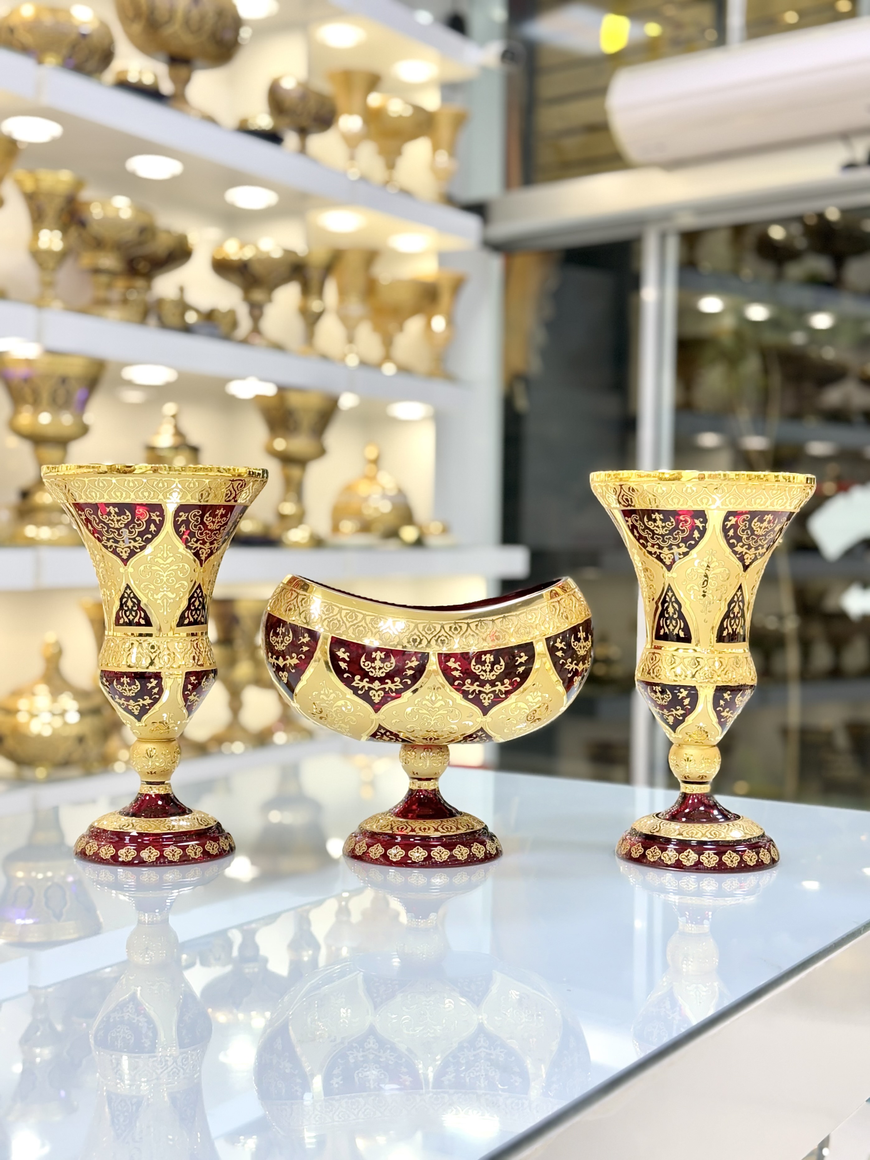 خرید ست کریستال کنسولی طلاکوب
