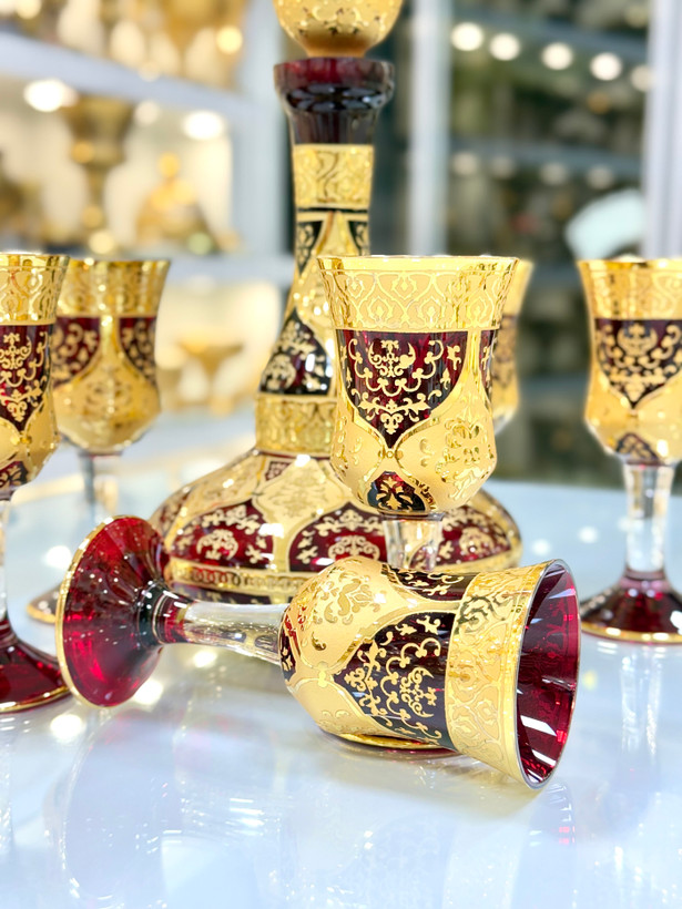 سرویس شراب خوری کریستال طلاکوب